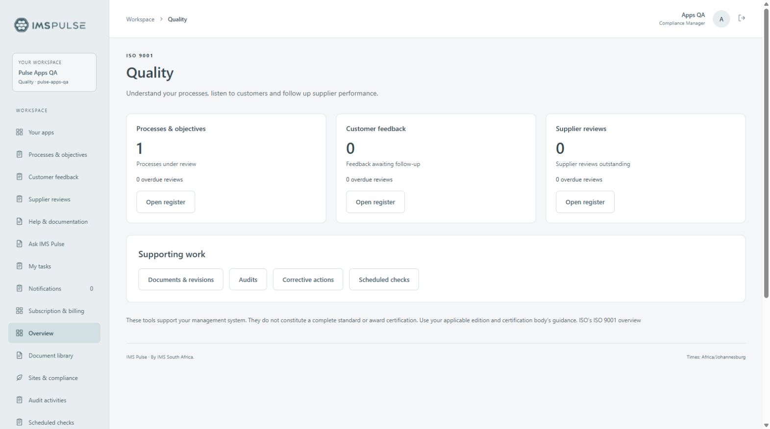 IMS Pulse sample Know where you stand.